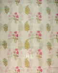 Ivory Floral Printed Maheshwari Silk Cotton Saree
