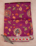 Deep Magenta Digital Printed Semi Kota Saree