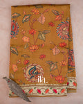 Mustard Yellow Digital Printed Semi Kota Saree