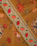 Mustard Yellow Digital Printed Semi Kota Saree