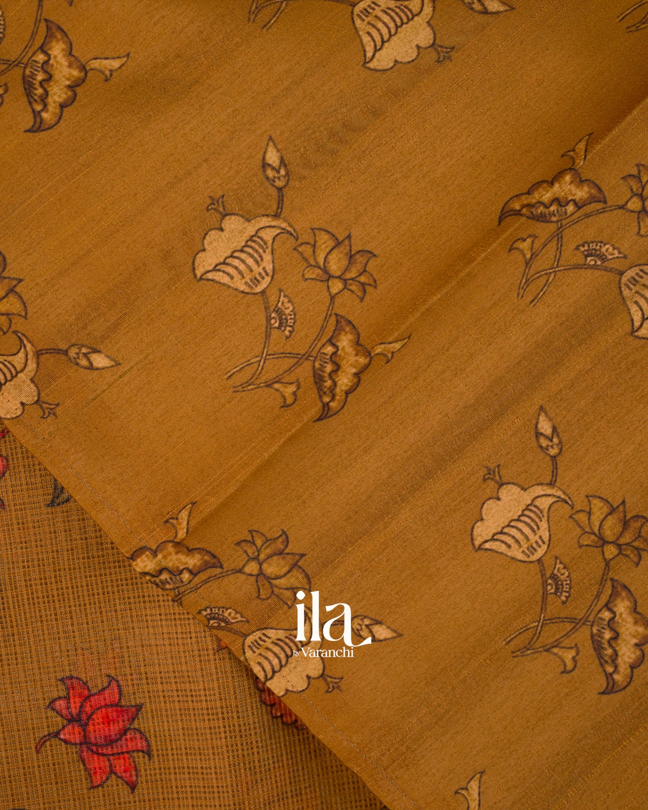 Mustard Yellow Digital Printed Semi Kota Saree