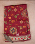 Brick Red Digital Printed Semi Kota Saree