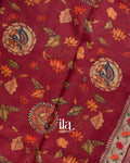 Brick Red Digital Printed Semi Kota Saree
