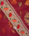 Brick Red Digital Printed Semi Kota Saree