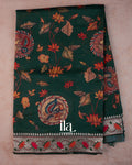 Bottle Green Digital Printed Semi Kota Saree