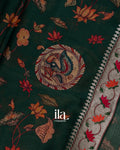 Bottle Green Digital Printed Semi Kota Saree