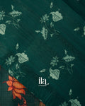 Bottle Green Digital Printed Semi Kota Saree