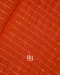 Rust Orange Checked Assam Silk Saree