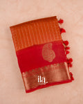 Rust Orange Checked Assam Silk Saree