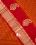 Rust Orange Checked Assam Silk Saree
