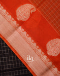 Jet Black Checkered Assam Silk Saree