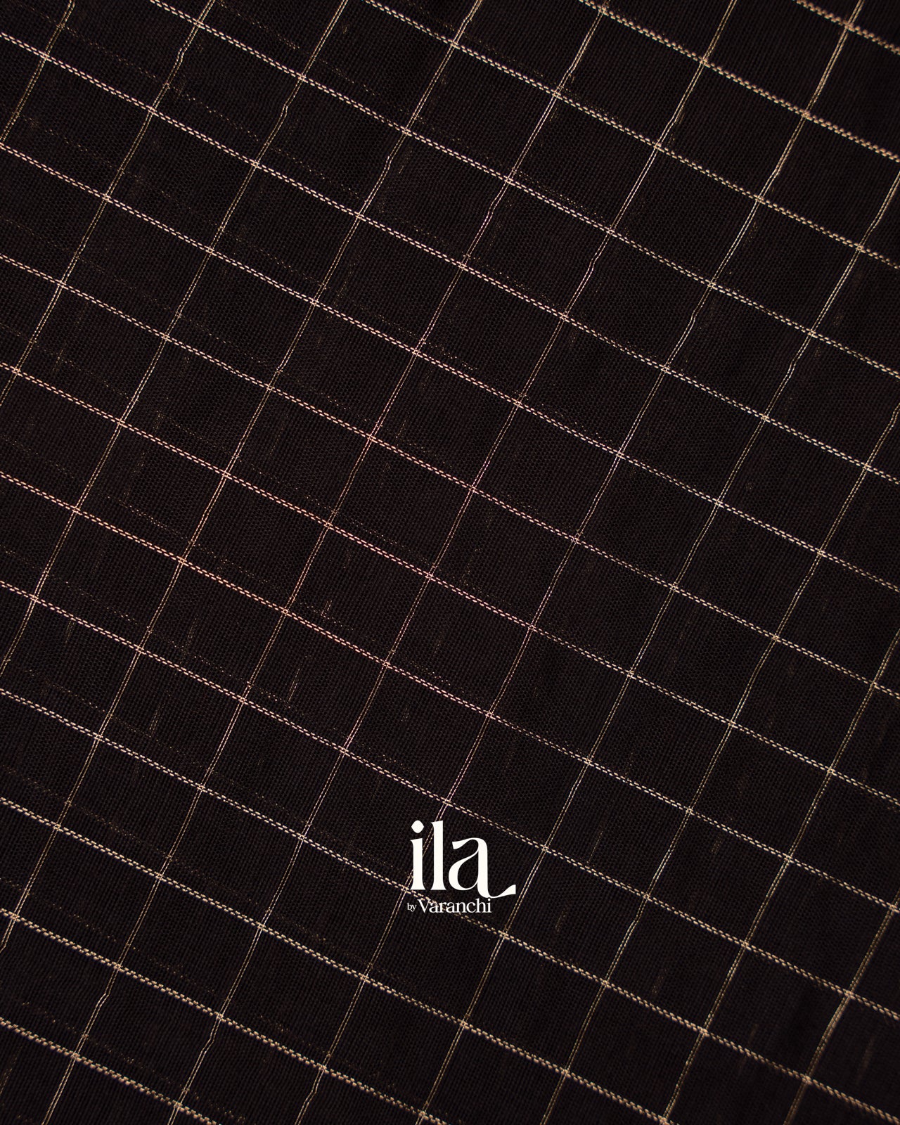 Jet Black Checkered Assam Silk Saree