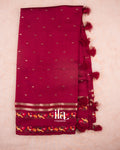 Maroon Bird Embroidered Assam Silk Saree
