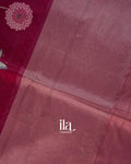 Wine Red Digital Floral Printed Semi Satin Saree