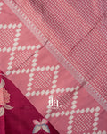 Wine Red Digital Floral Printed Semi Satin Saree