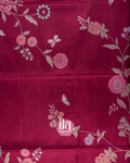 Wine Red Digital Floral Printed Semi Satin Saree