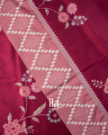 Wine Red Digital Floral Printed Semi Satin Saree