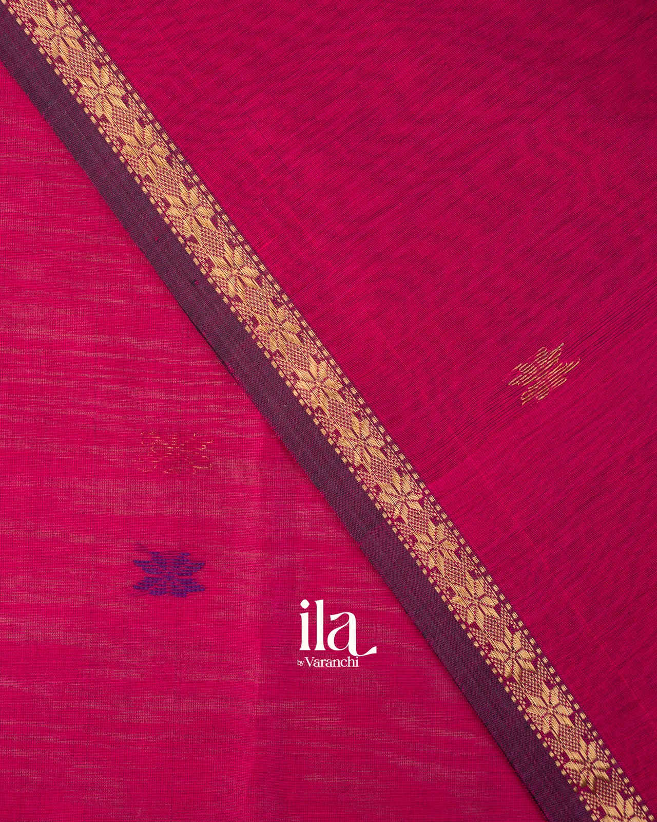 Rani Pink Pure Maheshwari Silk Cotton Handloom Saree