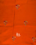 Burnt Orange Floral Embroidery Dola Silk Saree