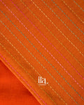 Burnt Orange Floral Embroidery Dola Silk Saree