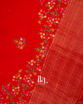 Chilly Red Floral Embroidered Pure Dola Silk Saree