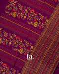 Wine Purple Floral Embroidered Pure Dola Silk Saree