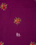 Wine Purple Floral Embroidered Pure Dola Silk Saree