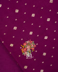 Wine Purple Floral Embroidered Pure Dola Silk Saree
