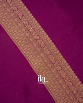 Wine Purple Floral Embroidered Pure Dola Silk Saree