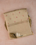 Ivory Floral Embroidered Assam Silk Saree