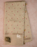 Ivory Floral Embroidered Assam Silk Saree