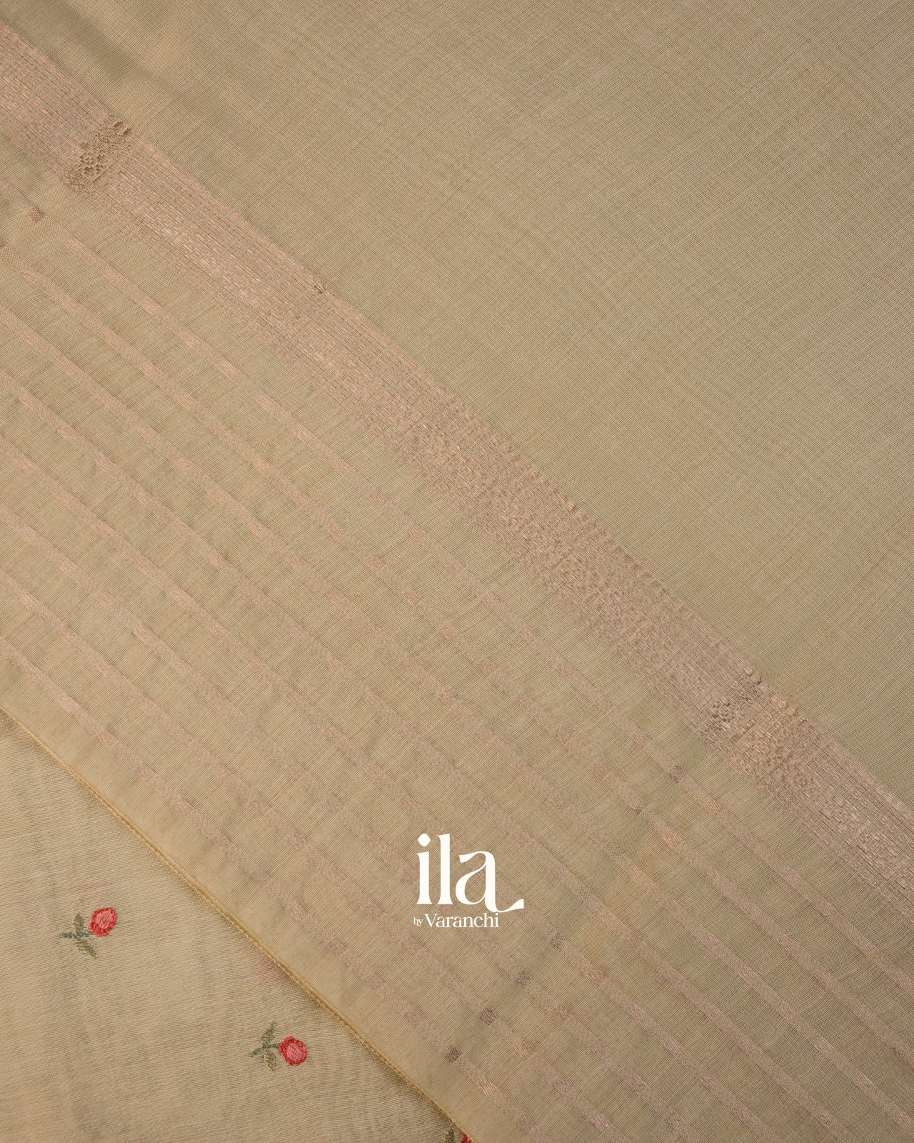 Ivory Floral Embroidered Assam Silk Saree