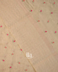Ivory Floral Embroidered Assam Silk Saree