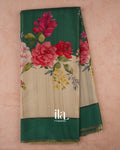 Ivory Floral Printed Semi Mulberry Saree