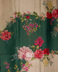 Ivory Floral Printed Semi Mulberry Saree