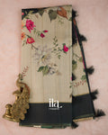 Ivory Floral Digital Printed Semi Tussar Saree