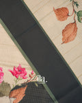 Ivory Floral Digital Printed Semi Tussar Saree