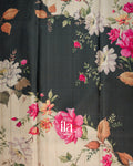 Ivory Floral Digital Printed Semi Tussar Saree