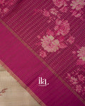 Ivory Floral Printed Semi Tussar Saree