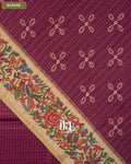 Wine Purple Printed Semi Tussar Silk Saree — Blouse