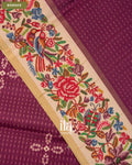 Wine Purple Printed Semi Tussar Silk Saree — Border