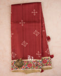 Maroon Printed Butta Semi Tussar Saree — Full Saree
