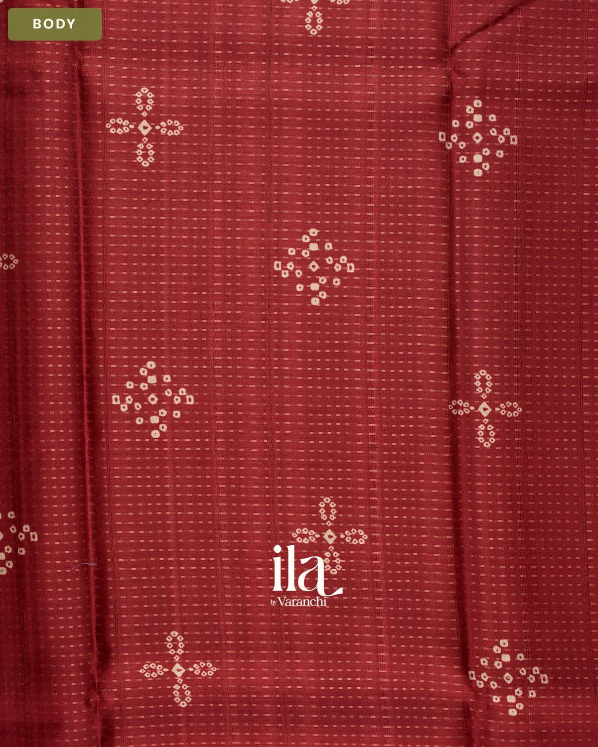 Maroon Printed Butta Semi Tussar Saree — Body