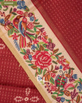Maroon Printed Butta Semi Tussar Saree — Border