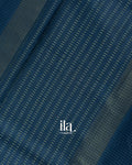 Navy Blue Printed Semi Tussar Saree