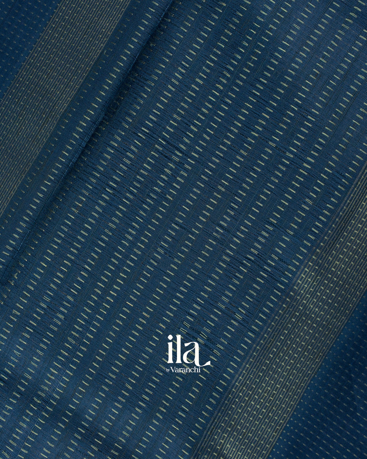 Navy Blue Printed Semi Tussar Saree