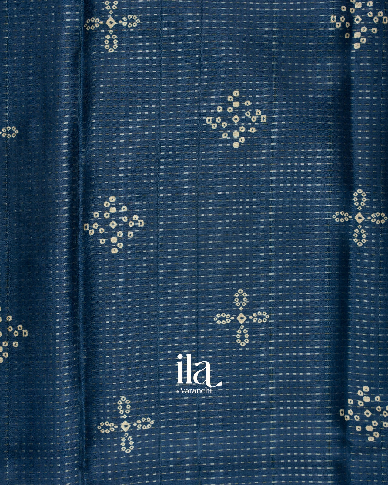 Navy Blue Printed Semi Tussar Saree