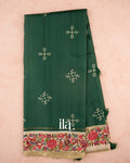 Bottle Green Printed Semi Tussar Saree