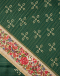 Bottle Green Printed Semi Tussar Saree