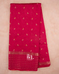 Rani Pink Floral Embroidered Assam Silk Saree